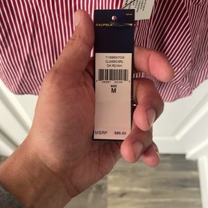 Classic red and white polo button down